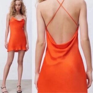 Zara Orange Backless Dress